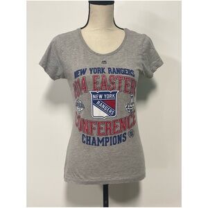 Alstyle 2014 New York Rangers Finals Graphic Tee Gray Size S